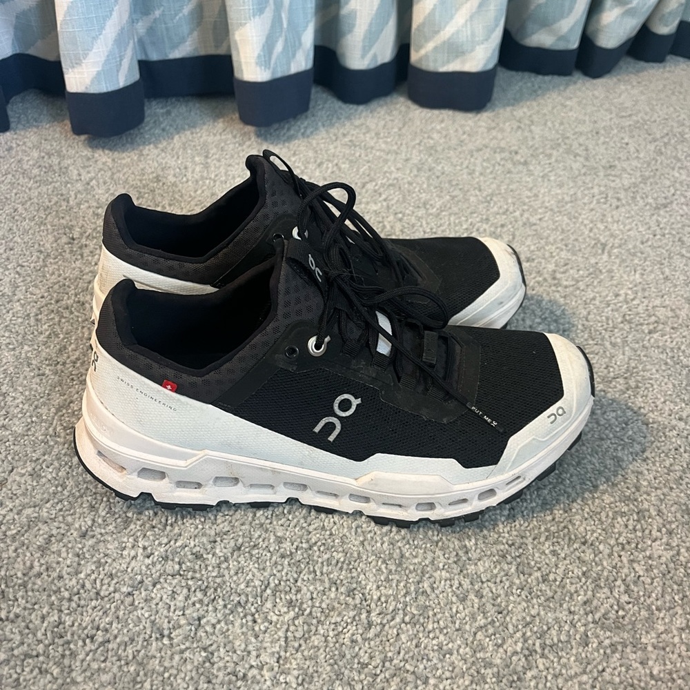 On Running Black and White Athletic Shoes